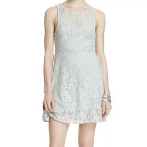 Free People Miles of Lace Womens Size Medium Sheath Dress Blue Mint Floral Lined